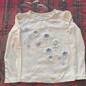 Gymboree Cream and Blue Snowflake Long Sleeve Tee